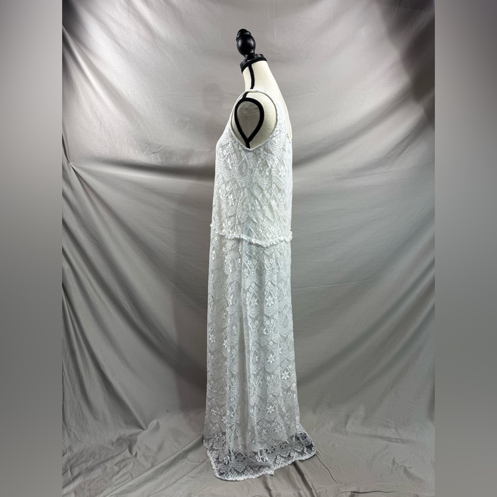 Elegant Bohemian Sleeveless Lace Long Dress White - Picture 10 of 11